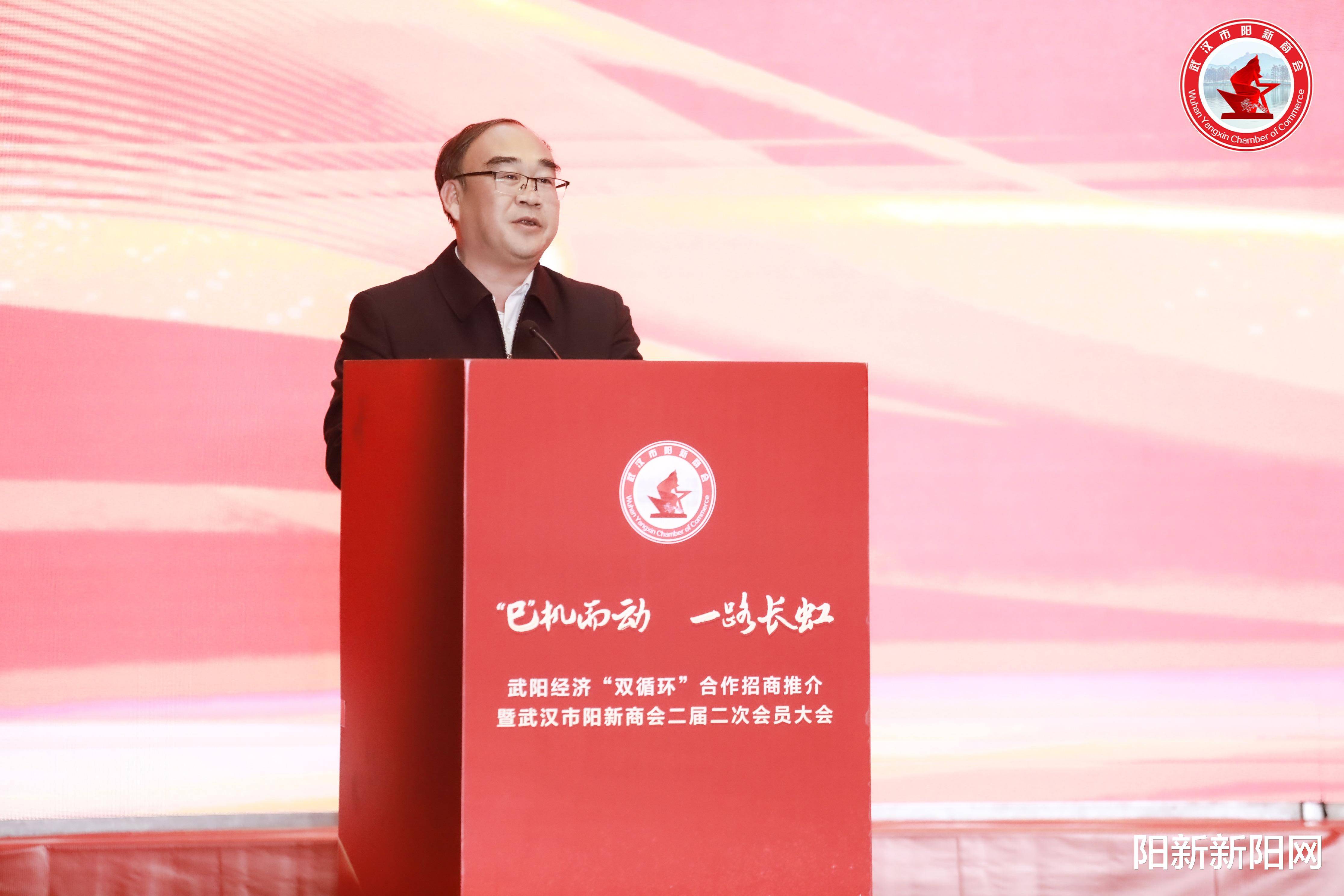 经济“双循环”合作招商推介暨武汉市阳新商会会员大会召开龙8头号玩家签约项目10个 签约金额243亿元 武阳(图3)